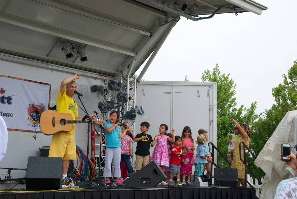 on stage